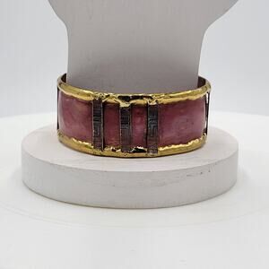 Cuff Bracelet Red Gold Handmade Copper & Brass Bangle Statement Bracelet